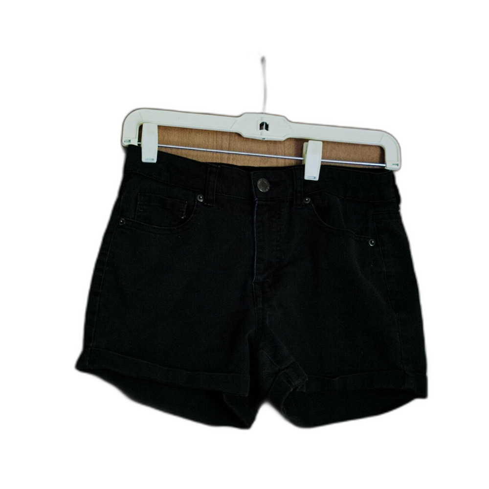 Aeropostale High-Rise Midi Indie Festival Grunge Black Denim Shorts Size 4